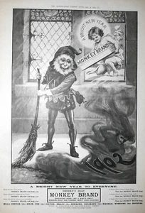 MONKEY BRAND SOAP AD: A Bright New Year to Everyone; Sweeping out the Dirt, 1903 - Bild 1 von 1
