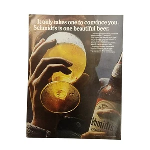 1968 Schmidts Beer Vintage Print Ad Only One To Convince You A Beautiful Beer - Picture 1 of 2