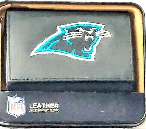 Carolina Panthers Embroidered Leather Tri-Fold Wallet New Rico Industries Cover