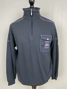 Roger Kent Sailing Navy Blue Sweater Men's Size L 1/4 Zip Pullover Jumper - Picture 1 of 14