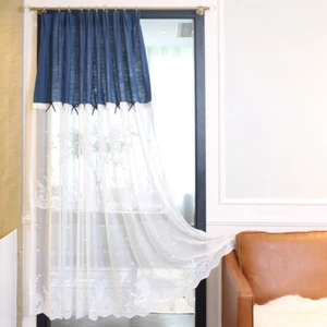 White Lace Half Curtain Sheer Linen Short Curtain Cafe Window Drape Doorway Door - Picture 1 of 15