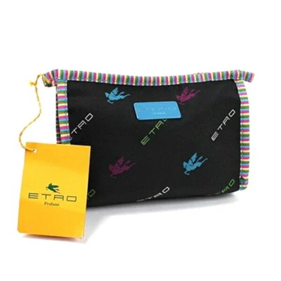 Authentic ETRO Pouch Cosmetic Pouch Unused Black Logo Used S Rank ETRO | Ladies - Image 1 of 4
