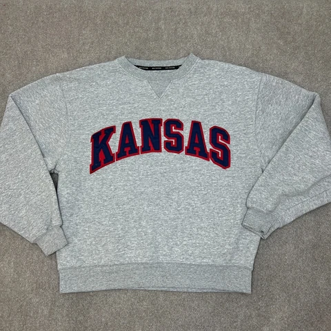 VINTAGE Kansas Jayhawks Sweatshirt Gear For Sports Mens Small Crewneck Sewn 90s Cover