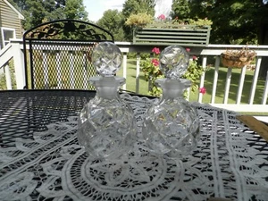 2 pressed glass scent perfume bottles with glass stoppers - Picture 1 of 7