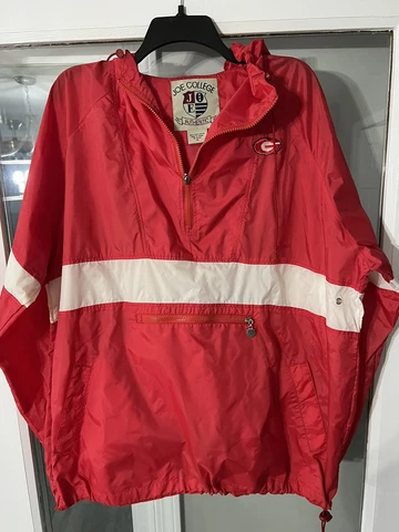 UGA University of Georgia Joe College Red Embroidered Pullover Windbreaker Sz XL Cover