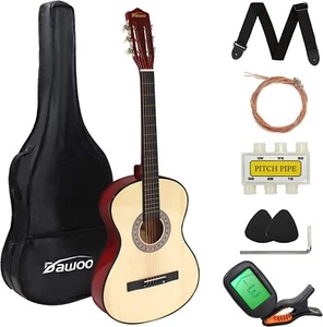 4/4 Size Acoustic Guitar 38 inch Classic Wood Guitar 6 Strings For Beginners UK - Picture 1 of 33