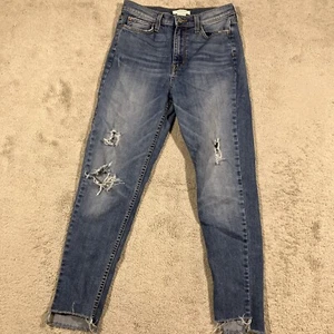 Comune Distressed Skinny Jeans Womens 28 Blue Raw Hem USA Denim Stretch Western - Picture 1 of 12