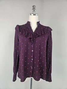 Loft Damen Bluse XSmall Prairie Rüschen Passe Landhaus Kern Pflaume - Bild 1 von 11