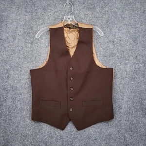 VINTAGE Levis Sportswear Vest Mens M Medium Brown Action Suit Tailored Waistcoat - Picture 1 of 15