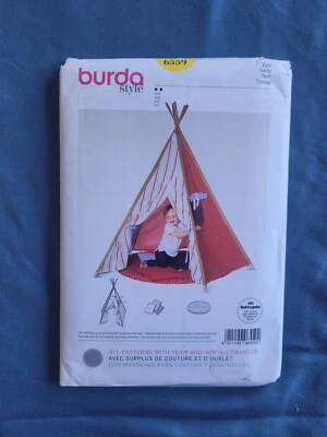 Burda 6559 Child's Play Tent w Bamboo Poles, Padded Floor & Cushions UC Pattern - Image 1 of 4