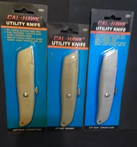 Three Piece 6" Box Cutter Utility Knife plus Ten Pack of Blades - Picture 1 of 5