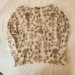 M Made in Italy Sweater Womens  XL cream  green Floral Preppy Casual - Picture 1 of 8