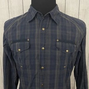 Guess Men's XL Multicolor Check Pearl Snap Long Sleeve Cotton Shirt - Picture 1 of 6