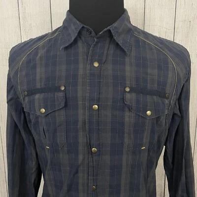 Guess Men's XL Multicolor Check Pearl Snap Long Sleeve Cotton Shirt - Image 1 of 4