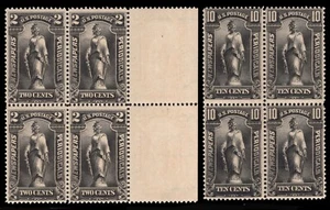 MOMEN: US BRIEFMARKEN #PR115,PR117 ZEITUNGSBLÖCKE POSTFRISCH OG NH LOT #82404 - Bild 1 von 2