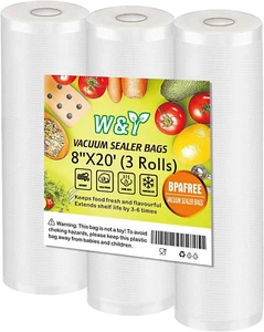 Sacchetti Sigillanti Sottovuoto - 8" X 20' (3 Rotoli) Grado Commerciale Sous Vide & Food Saver - Foto 1 di 11