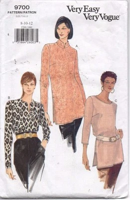 Vogue Sewing Pattern Pullover Top Neckline Variations 9700 Size 8-10-12 Uncut - Image 1 of 2