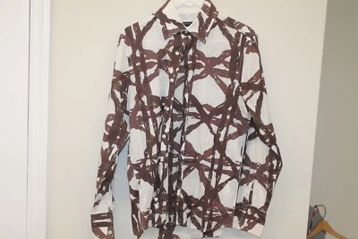 Kenneth Cole New York Mens Button Up Long Sleeve Brown Abstract Shirt Size M - Image 1 of 4