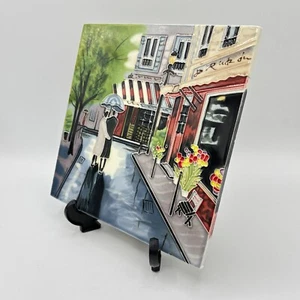 "Romantischer Spaziergang" von Brent Heighton Fliesen Plakette Wandkunst Paris Szene - 8 Zoll x 8 Zoll - Bild 1 von 8