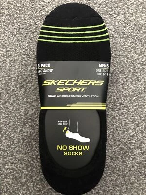 Men's Skechers No Show Stripe Liner Air-Cooled Mesh Socks 8 Pack (Size 6-11) - Image 1 of 3
