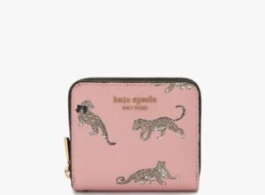 NWT Kate Spade Morgan Leopard Small Compact Wallet Dancer Pink K8870
