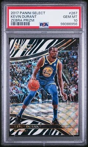 2017 PANINI SELECT ZEBRA PRIZM #267 KEVIN DURANT PSA 10 - Picture 1 of 2