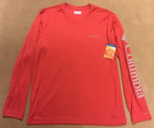 Columbia Men's Omni-Shade Rapid Creek LS Pullover Shirt Coral (Orange) L NWT - Picture 1 of 9