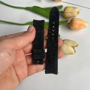 Genuine Leather Skin Watch Strap Band  BLACK   size 20mm/18mm( Curved head) - Picture 1 of 14