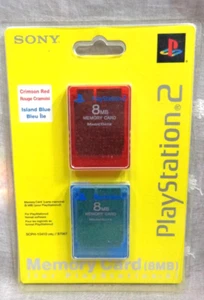 Sony OEM Memory Card 8MB 2 Pack Red / Blue For PlayStation 2 PS2 ~ NEW / SEALED! - Picture 1 of 5