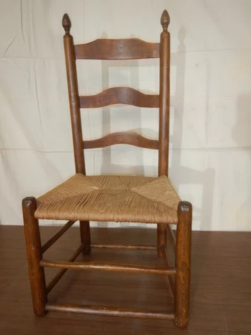 Early Ladder Back Chair Turned Finals Rush Seat sits low Cover