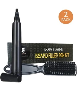 Beard Filler Pen kit 2 Pack Black Beard Pen with Brush Waterproof and Sweat Proo - Picture 1 of 14