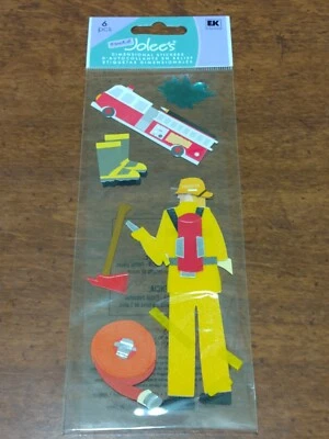 Pegatinas álbum de recortes Jolees bombero 3D dimensionales nuevas en paquete Foto 1 de 2