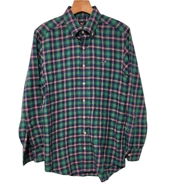 Camisa Vineyard Vines Franela Calce Ajustado Ballena Verde Azul Algodón a Cuadros Para Hombres Pequeña  Foto 1 de 4