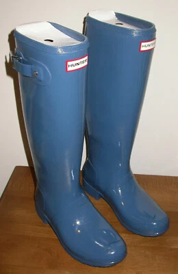 Botas de lluvia HUNTER originales Tour brillantes para mujer azules (Nimbus) talla 7 nuevas en caja Foto 1 de 4