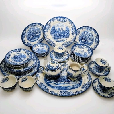 Johnson Brothers: Coaching Scenes, Vintage 48 Piece Set; England, Stunning 💎 - Image 1 of 4