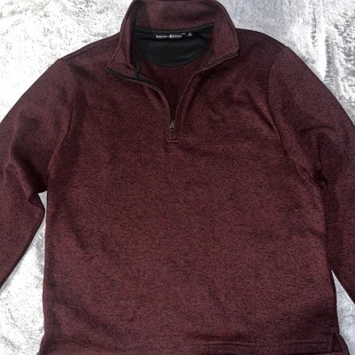 Beverly Hills Polo Club Maroon Burgundy Sweater Mens Size M 1/4 Zip Fleece Lined - Image 1 of 4