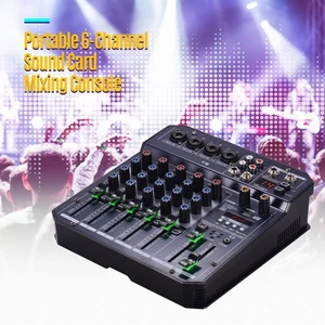 T6 Portátil 6 Canales Tarjeta de Sonido Consola de Mezcla Mezcla Mezclador de Audio Incorporado 16 UEAK - Imagen 1 de 15
