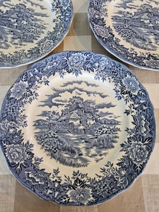3er SET - SALEM PORZELLAN OLD STAFFORDSHIRE BLAU ENGLISH VILLAGE 10" SPEISETELLER - Bild 1 von 4