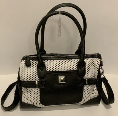 Charming Charlie Black & White Polka Dot Purse Double Handles & Strap   NWT - Image 1 of 4