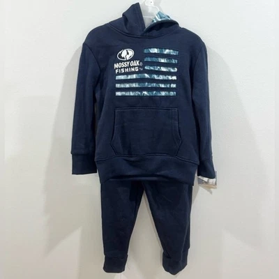 Chicos Mossy Oak Pesca Bandera de Agua Americana Logo Conjunto Sudadera Talla 4 Nuevo Con Etiquetas Foto 1 de 4