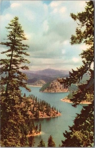 Postal vintage 1949 COEUR D'ALENE LAKE, Idaho vista panorámica/Union Oil Adv. - Imagen 1 de 2