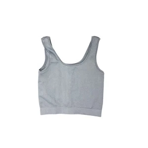 Athleta Girl Grey Ribbed Cropped Tank – Size Medium (8–10) - Picture 1 of 5