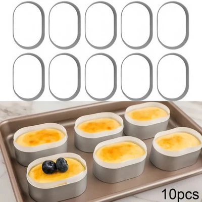 10er Set Edelstahl Backformen Oval Rund für Mousse Kuchen Gebäck - Bild 1 von 4