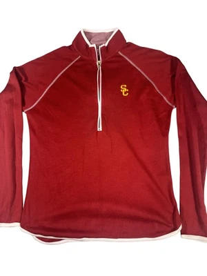 Peter Millar USC Trojans Shirt Mens Medium Red Quarter Zip Pullover Long Sleeve - Image 1 of 4