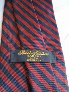 Cravatta Brooks Brothers Makers Repp marrone blu navy righe seta made in USA 59" - Foto 1 di 5