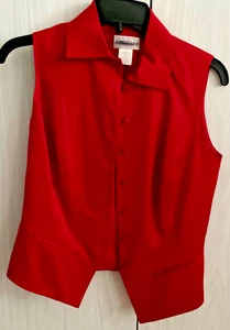 Express Red Vest 55% Silk 45% Cotton Collared Women Size 3/4 - Picture 1 of 10