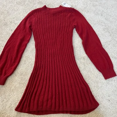 Nuevo con etiquetas Vestido Suéter Tejido Abercrombie Niños Niñas Manga Larga Cable Acanalado Talla 13-14 Rojo Foto 1 de 4