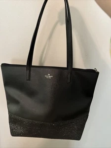 Kate Spade Greta Court Penny Black Glitter Large Tote Bag WKRU5613 - Picture 1 of 3