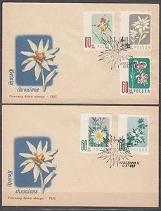 POLAND 1957 FDC SC#781/85 Polish flowers protected - Picture 1 of 1