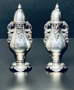 Vintage Baroque Silver Plated Salt and Pepper Shakers 5” Ornate - Picture 1 of 11